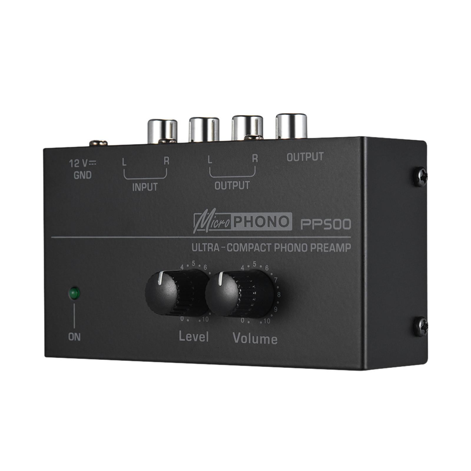 PP500 Phono Turntable Preamp Input /TRS Output Stereo with DC 12V Adapter with Level Volume Control Mini Low Noise Pre