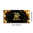 thumbnail image 6 of LUUFILx Happy 16th Birthday Backdrop Banner Gold Black Decorations Birthday Party Supplies Balloon Stars Photo Prop Background Photography, 6 of 8