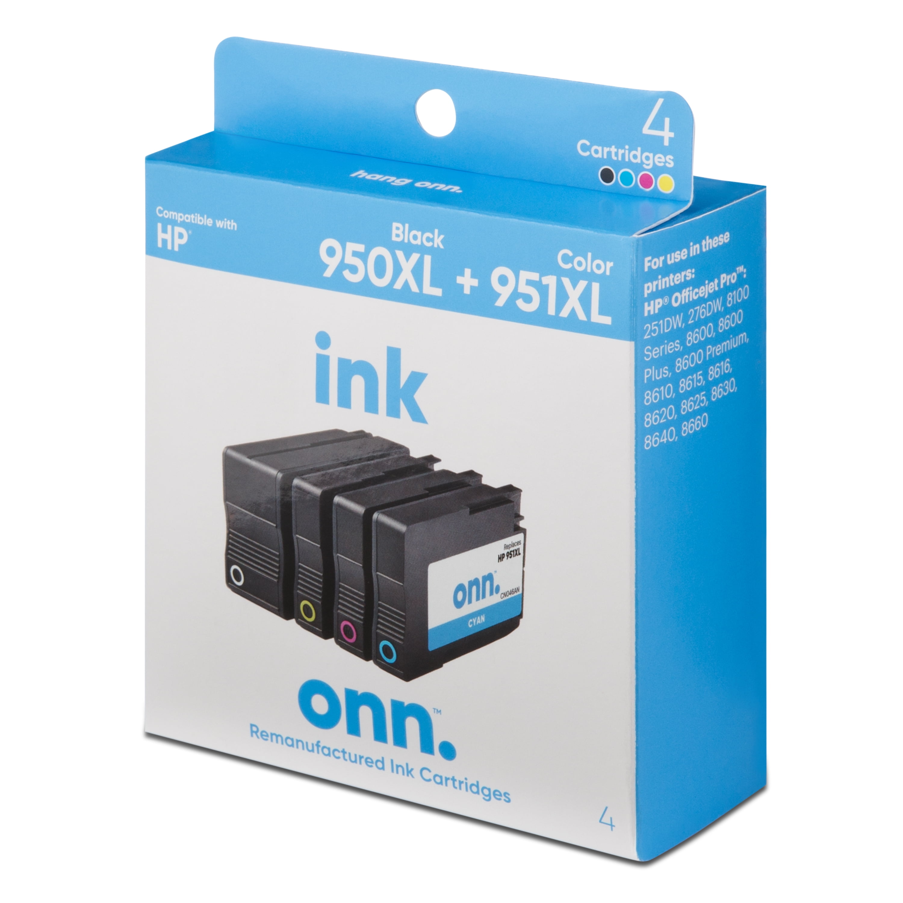 onn. Remanufactured Ink Cartridges, HP 950XL Black & 951XL Color