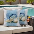 thumbnail image 4 of Pack of 2 Blue Coastal Starfish Outdoor Pillow Covers Decorative, Waterproof Pillow Protector, Vintage Grey Nautical Coral Summer Throw Pillowcases Accent Cushion Cases for Patio Couch Sofa 20"x20", 4 of 8