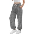 thumbnail image 2 of JJHGVB Fleece Joggers for Women Drawstring Pants Women Womens Sweatpants with Pockets Pants Womens Pants Dressy Casual Loose Fit Pants for Women Woman Sweatpants Gray L, 2 of 5