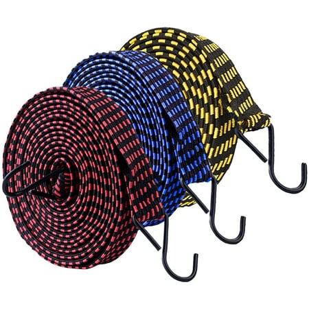 

80 Flat Adjustable Bungee Cords 3 Pack Latex Bungee Straps with Adjustable Length Metal Buckle and Hook for Hand Carts Heavy Duty Cargo Luggage Rack Clothesline and Camping Cargo