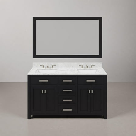 Water Creation Madison 60" Wood Double Bathroom Vanity in Espresso and Chrome