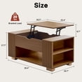 thumbnail image 6 of Anrist Lift Top Coffee Table with storage for Living Room - Hidden Compartment & 5 Open Spaces, Walnut, 6 of 9