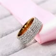 thumbnail image 6 of 8MM Five Rowes Crystal Silver Gold Bands Women's Stainless Steel Ring Size 6-12, 6 of 8