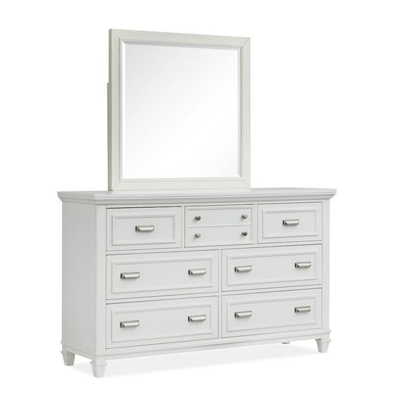 Magnussen Home Charleston White Dove White Drawer Dresser With Landscape Mirror