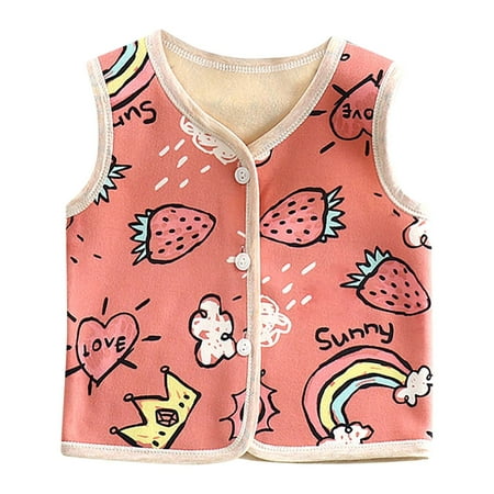 

Baby Boys Girls Winter Autumn Warm Thick Gilets Sleeveless Cardigan Tops Cute Cartoon Pattern Plus Fleece Cardigan Vest Unisex Kids Fleece Gilet Waistcoat Outdoor Coat 6 Months-6 Years