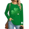 thumbnail image 6 of St. Patrick's Day T-Shirt for Women Glitter Shamrock Graphic Crewneck Long Sleeve Slim Fit Festive Top Saint Paddy's Day Party Celebration Clothes, 6 of 6