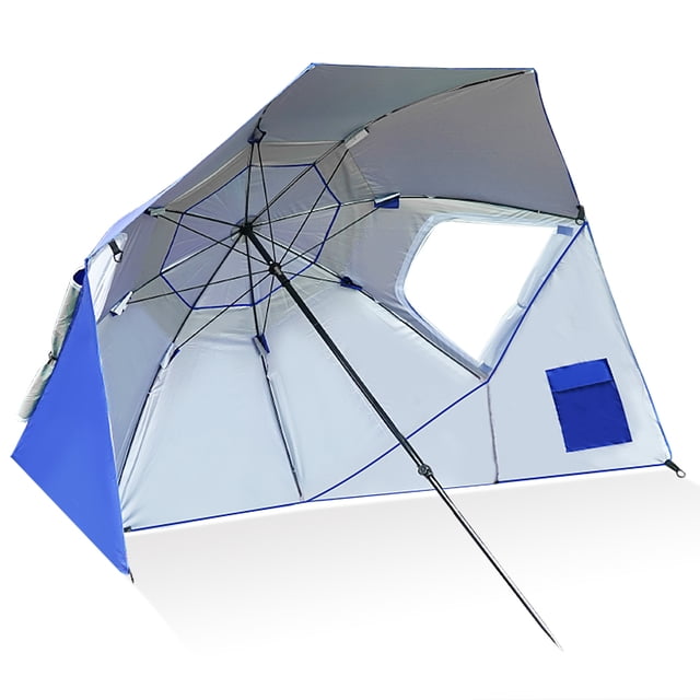 Graflsoa Parapluie de Pêche Compact 1,2 m à Arc avec Protection UV, Conception Coupe-Vent et Hauteur Ajustable pour Activités de Plein Air - Bleu