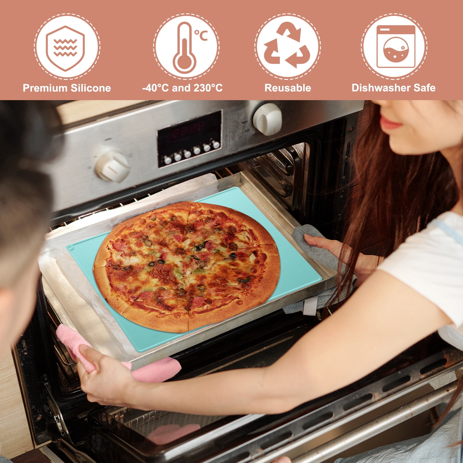 Silicone Pastry Mat, 27.5" x 19.7" Silicone Baking Mat with Measurements, Non-Stick Dough Rolling Mat Purple