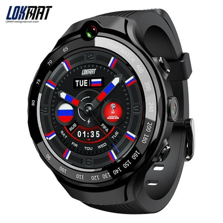 LOKMAT LOK02 4G LTE Smart Watch Phone Android 7.1 Quad Core 1.3GHz 1GB+16GB 5MP+5MP Dual Camera 1.39-Inch HD Corning Gorilla Glass AMOLED Display GPS Smartwatch for Android 6.0 / iOS 11.0 and