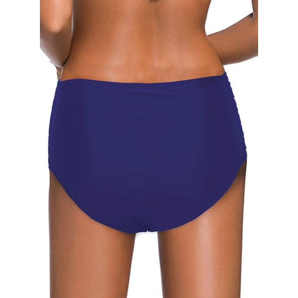 Women's Ruched Bikini Bottoms Strappy Swim Bottoms Full Coverage