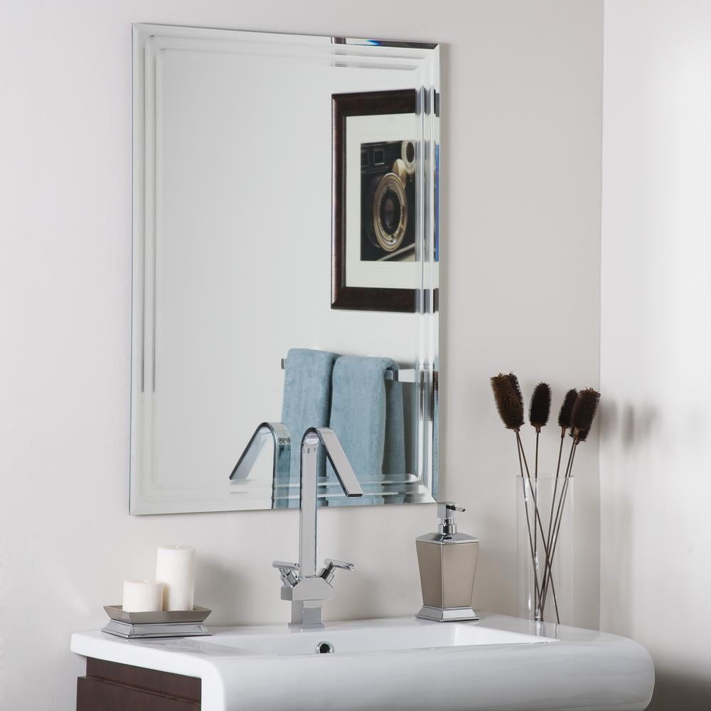 24 In W X 32 H Frameless Rectangular Beveled Edge Bathroom Vanity Mirror Silver Com 24 In W X 32 H Frameless, Frameless Rectangular Beveled Edge Bathroom Vanity Mirror