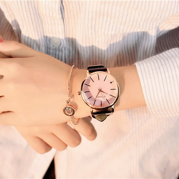 Volkmi Jingshi ulzzang watch ladies simple trend large dial watch coffee with powder plate