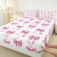 thumbnail image 3 of Homewish Pink Bow Queen Sheet Sets 4-Piece for Kids Girls, Kawaii Daisy Floral Flat Sheet, Watercolor Bowknot Queen Fitted Sheet, Microfiber Bedroom Decor, 3 of 7