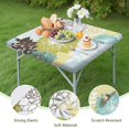 thumbnail image 4 of Green and Blue Pioneer Flower Pattern Square Fitted Tablecloth with Elastic Edge,Square Table Cover,Washable Elastic Table Cover for Home Kitchen Party Decor 34"x34", 4 of 6