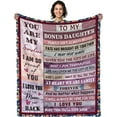 thumbnail image 1 of LHSHID Bonus Daughter Christmas Blanket Gifts Bonus Daughter Throw Blankets Stepdaughter Gifts from Stepmom Thanksgiving Gifts for Step Daughter Blanket 60x80in, 1 of 6