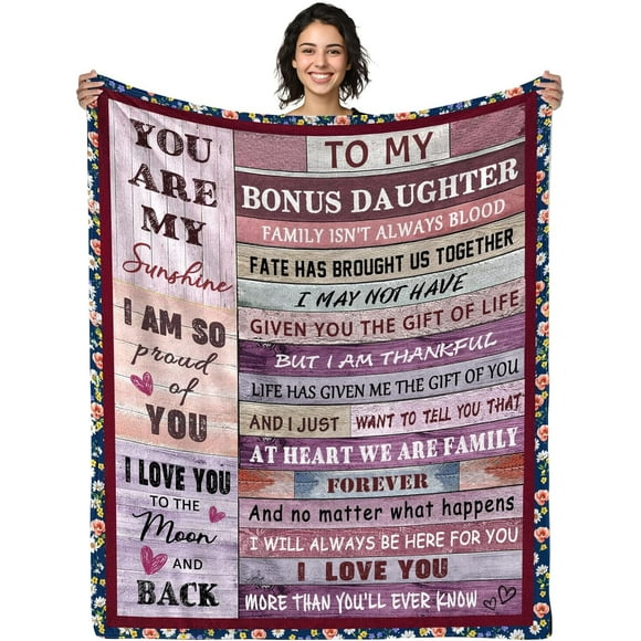 LHSHID Bonus Daughter Christmas Blanket Gifts Bonus Daughter Throw Blankets Stepdaughter Gifts from Stepmom Thanksgiving Gifts for Step Daughter Blanket 60x80in