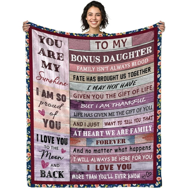 LHSHID Bonus Daughter Christmas Blanket Gifts Bonus Daughter Throw Blankets Stepdaughter Gifts from Stepmom Thanksgiving Gifts for Step Daughter Blanket 60x80in