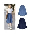 thumbnail image 2 of Women's All-match A-line High Waist Mid-length Casual Denim Skirt With Elastic Waist Knee Length, 2 of 4