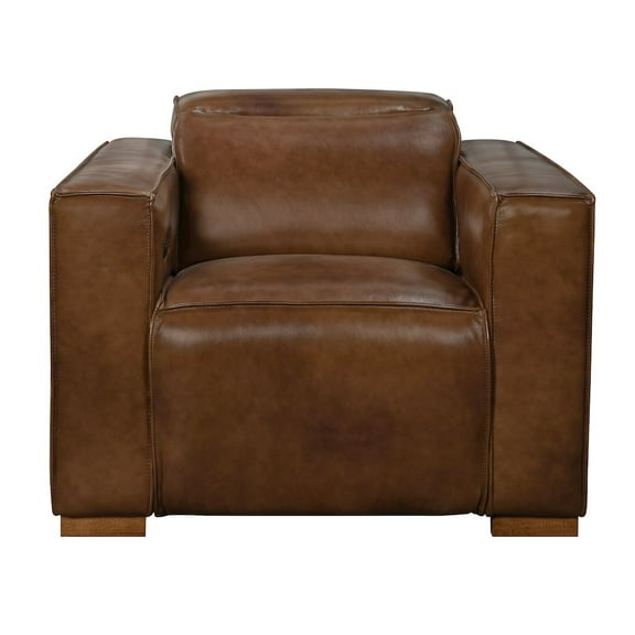 Riseholme Reclining Lounge Chair in Contemporary Tan Authentic Full-Leather