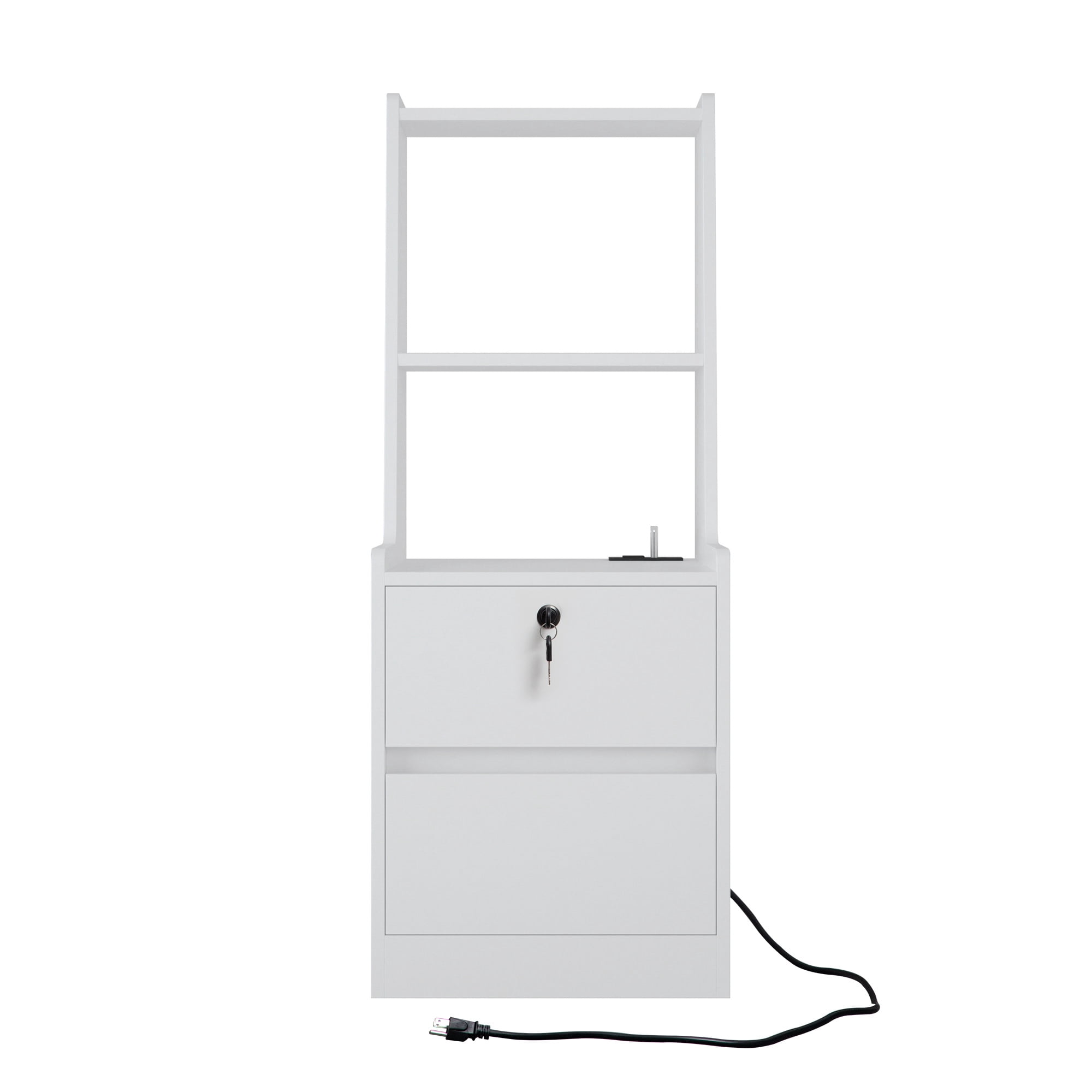 Tall Nightstand Set of 2 with Charging Station,Modern Bedside Tables with Storage Shelves & 2 Drawers for Bedroom,White