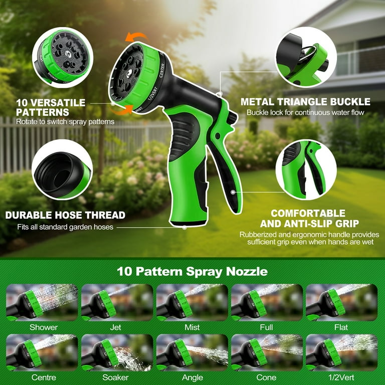 Retractable Hose - 100 FT Garden Hose with 9 Nozzle Patterns