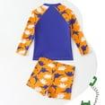 thumbnail image 4 of Hienoo Little Boys 2-Piece Swimsuits Cartoon Dinosaur Prints Long Sleeved Rash Guard Shorts Bathing Suit, 4 of 8