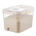 thumbnail image 3 of Rice Storage Box Transparent Sealed Press Type Magnetic Switch Kitchen Grain Storage Container for Dry Food Large Cream White, 3 of 10
