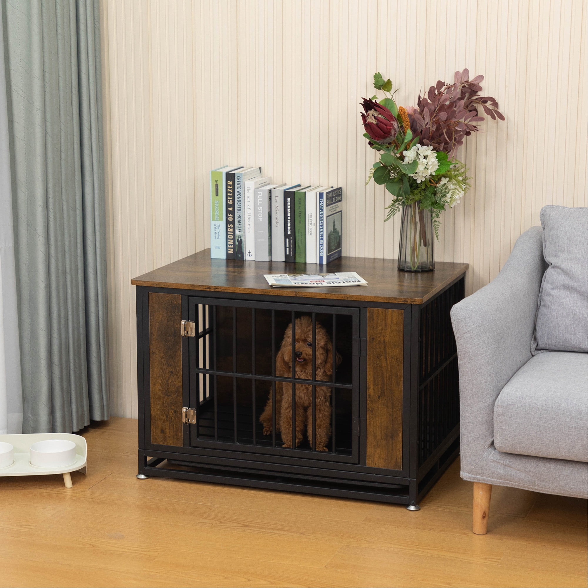 Senbabe Dog Crate Furniture, Side End Table, Modern Kennel for Dogs