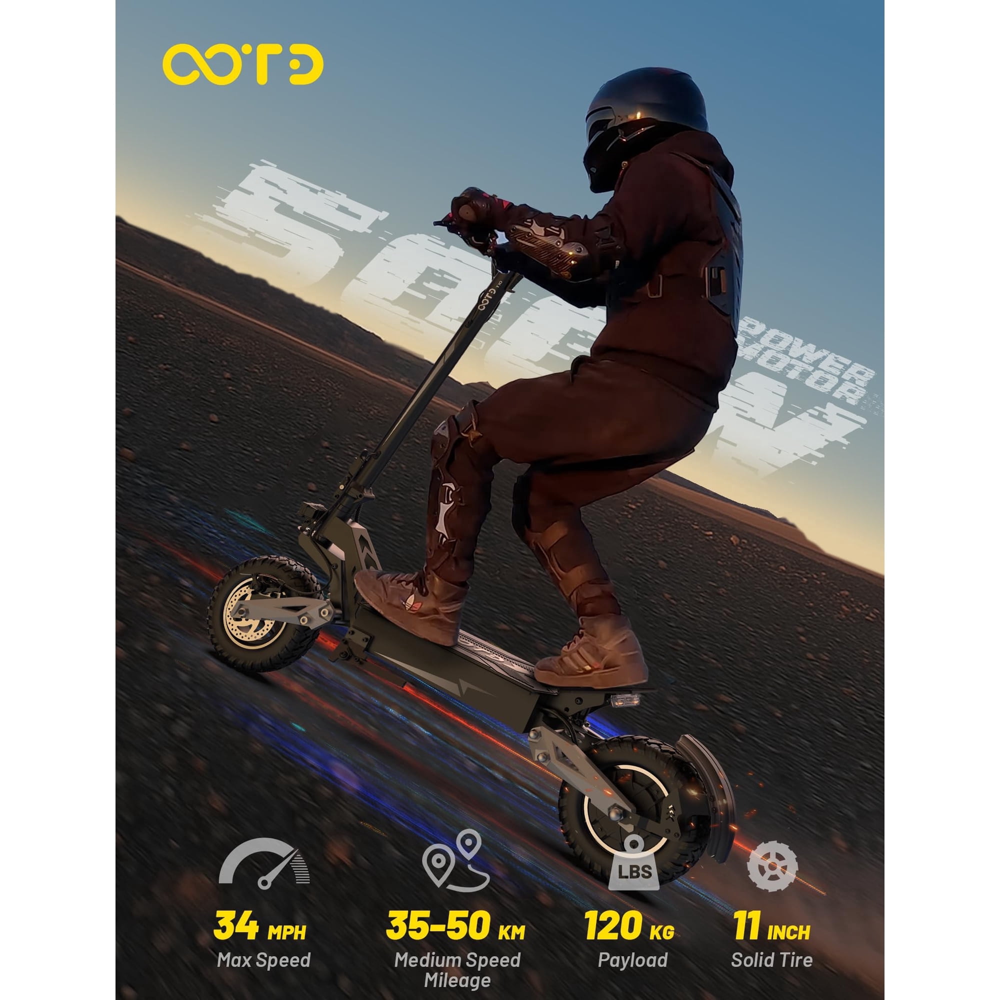 OOTD T10 Electric Scooter for Adults, 48V 18Ah Battery, 900W Peak Motor, 11" All-Terrain Tires, Folding E-Scooter with Dual Suspension & LCD Display