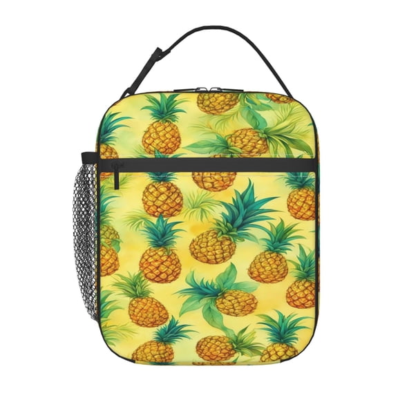 Pineapple Lunch Bag for Office Women – Stylish Thermal Insulated Tote with Shoulder Strap, Lightweight for Work or Travel