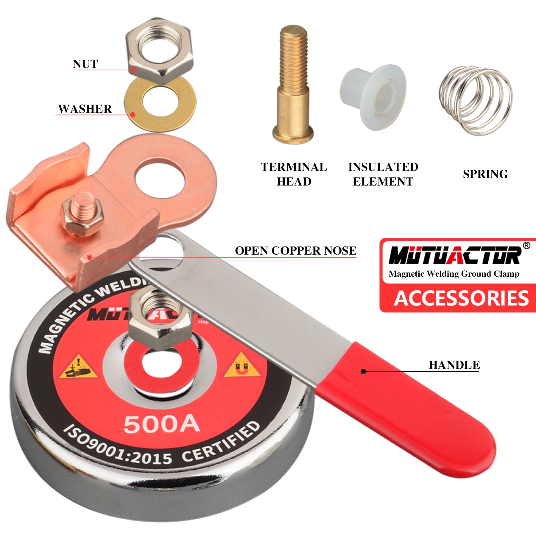 MUTUACTOR 500 AMP Magnetic Welding Ground Clamp, Strong Gripping Quick Release Magnetic Mount Welding Support Clamp Tools for Welding Cutting Factories Industries Work Shop and Instrument Processing