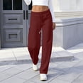 thumbnail image 4 of MaFYtyTPR Sweatpants for Women Women's Fashion Solid Color Elastic Waist Adjustable Drawstring Pocket Baggy Long Pants A-Wine XXL, 4 of 5