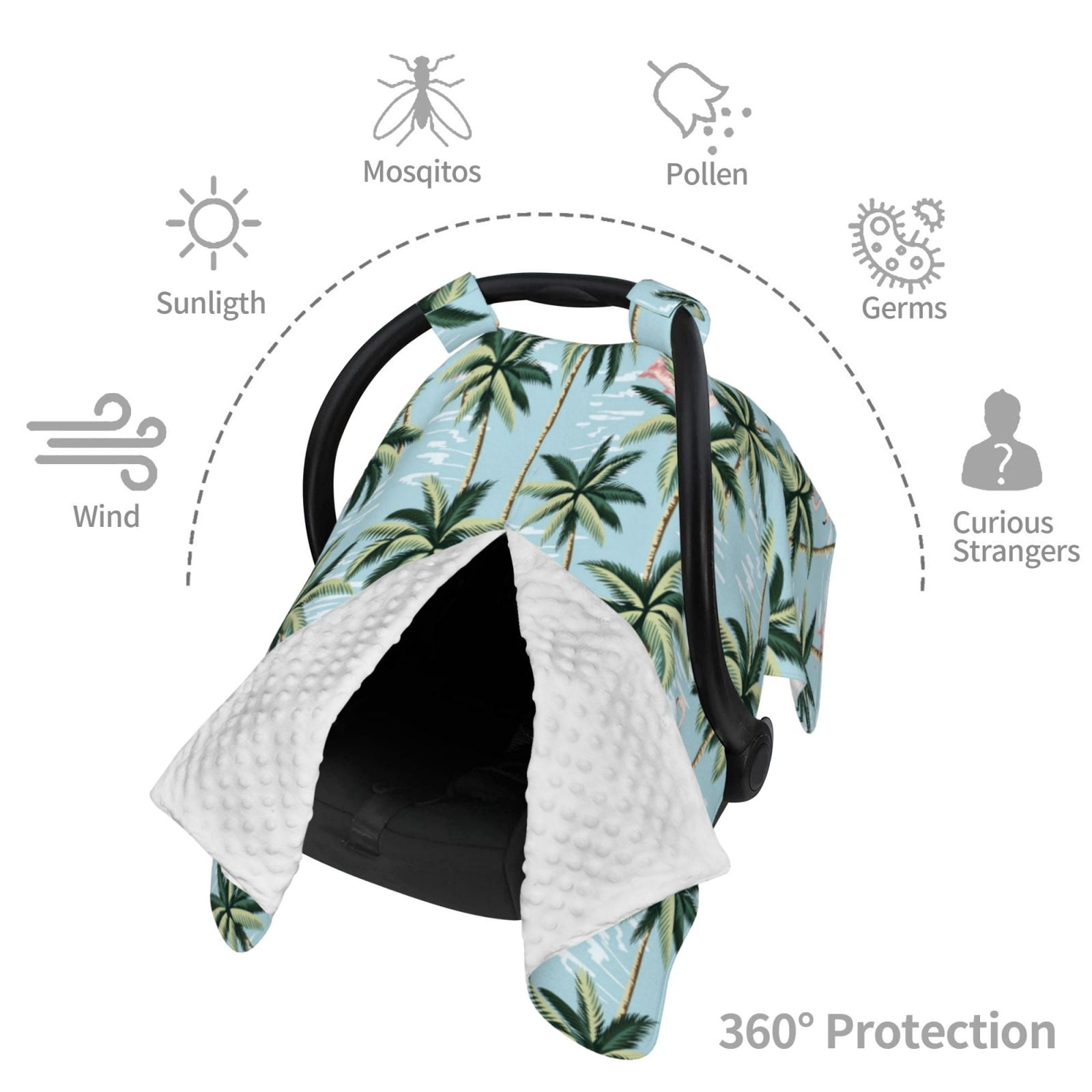 Car Seat Cover Baby - Hawaiian Style Flamingo Breathable Infant Car Seat Cover for Baby Carseat, Lightweight Comfort Baby Essentials Must Haves Newborn Stuff for Girl Boy