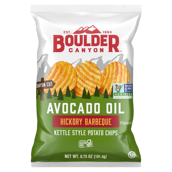 Boulder Canyon Avocado Oil Hickory BBQ Kettle Cooked Chips 6.75oz bag