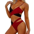 thumbnail image 1 of Traje de baño sexy de mujer con abertura, bikini cruzado de dos colores, traje de baño de verano para la playa y la piscina., 1 of 5