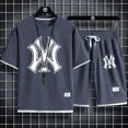 thumbnail image 3 of Conjunto de ropa deportiva de gimnasia para hombre de punto rápido, camiseta y pantalones cortos casuales de alta calidad, moda de verano, conjunto de 2 piezas, 2024, 3 of 5