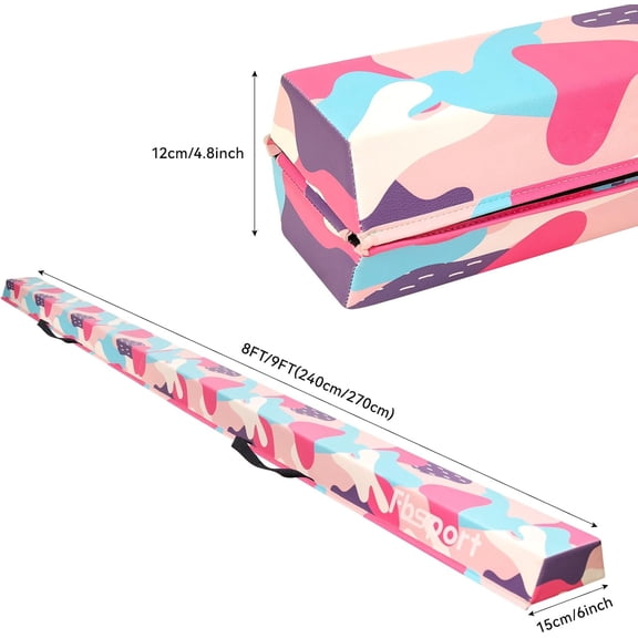 8/10ft Balance Beam: Folding Floor Gymnastics Equipment with PU Leather for Kids and Adults