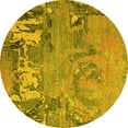 thumbnail image 1 of Ahgly Company Machine Washable Indoor Round Abstract Yellow Modern Area Rugs, 7' Round, 1 of 4