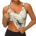 thumbnail image 3 of Rateoe Elegant Butterflies And Pearls Print Womens' Sports Bras Scoop Neck Sports Vest- Padded U Back Seamless High Impact Support-Medium, 3 of 8