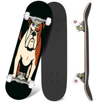 31'' Complete Skateboard 7 Layer Canadian Maple Double Kick Deck Skateboards English bulldog Skate Board for Beginner Adult Gifts