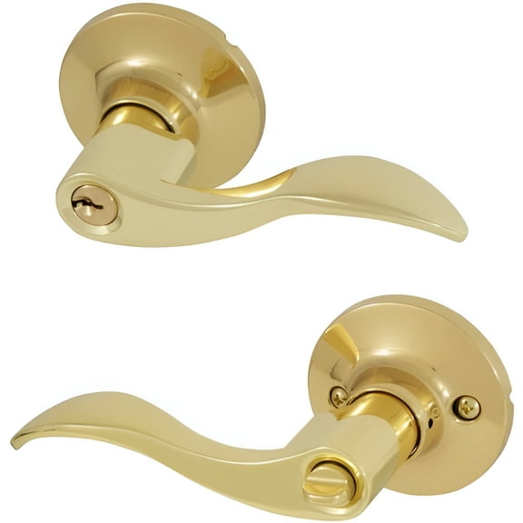 Honeywell Wave Entry Door Lever, Polished Brass, 8106001