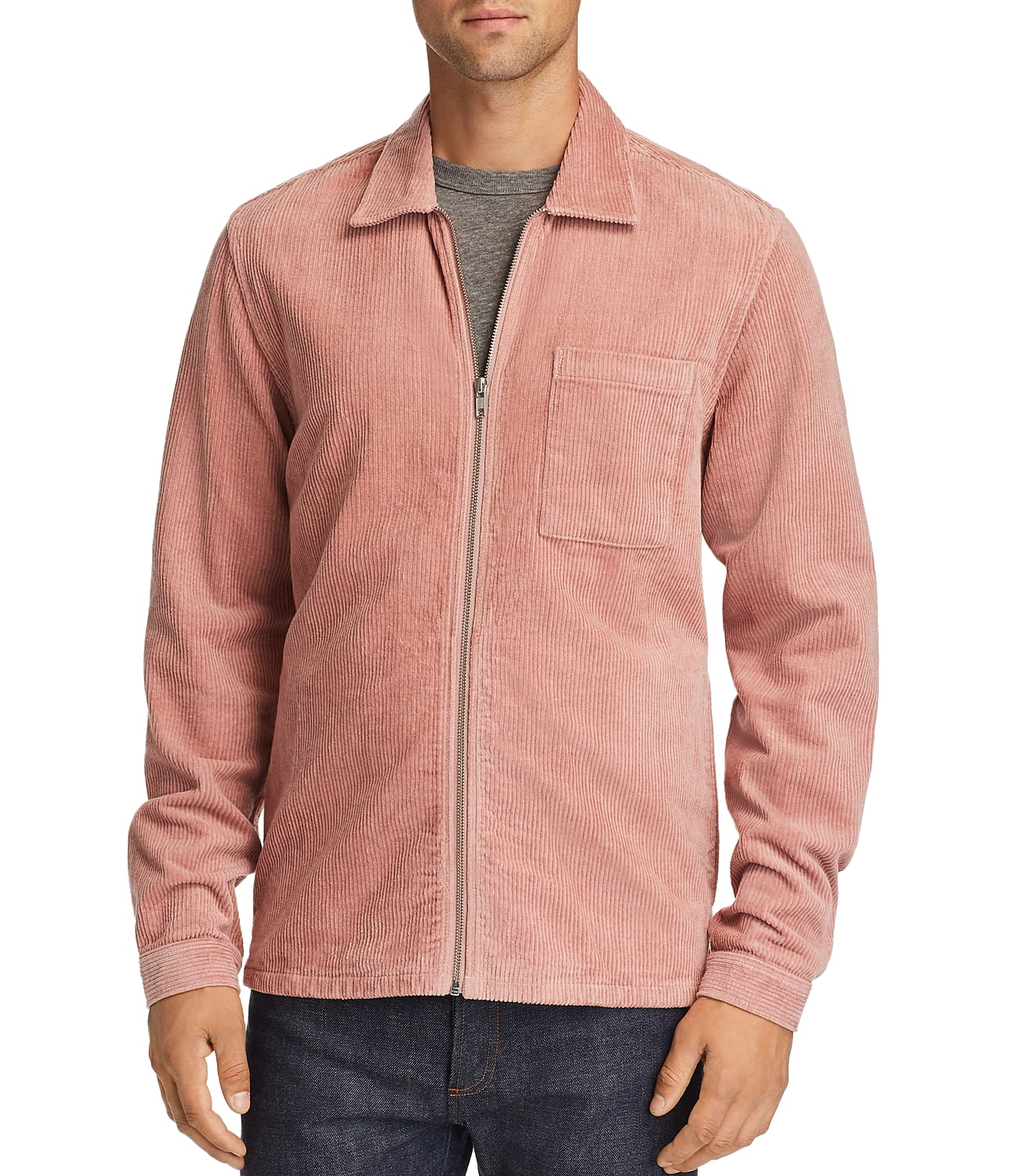 WeSC Coats & Jackets - Mens Shirt Jacket Pink Corduroy Point Collar