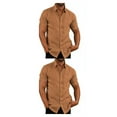 thumbnail image 3 of pitrice Chemise Homme à Simple Boutonnage Été Boutonnée Col Rabattu Chemises Polyester Mode Vêtements Cadeau d'Anniversaire Marron TG 2Set, 3 of 6