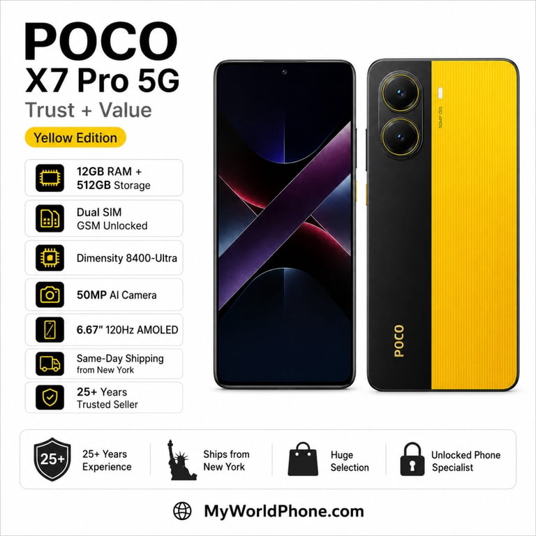 Xiaomi Poco X7 PRO 5G 512GB ROM 12GB RAM Dual SIM GSM Unlocked