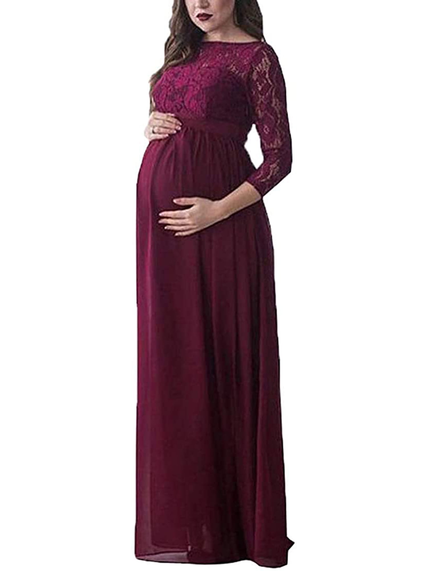 Women Vintage Lace Floral Maternity Dress Photography Baby Shower Party Long Maxi Gown Dresses 