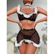 thumbnail image 1 of Conjunto de tres piezas de traje de mucama de malla transparente al estilo de celebridades de Europa y Estados Unidos, 1 of 5