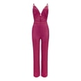 thumbnail image 3 of One Piece Sequin Deep V-Neck Sleeveless Rompers,Women's Spicy Girl V Open Back Strap Jumpsuit, 3 of 4