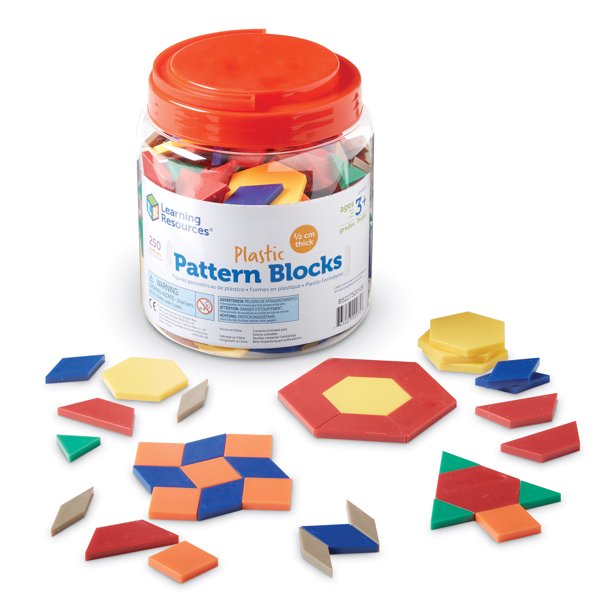 Learning Resources Plastic Pattern Blocks, Math Games for Kindergarten ...